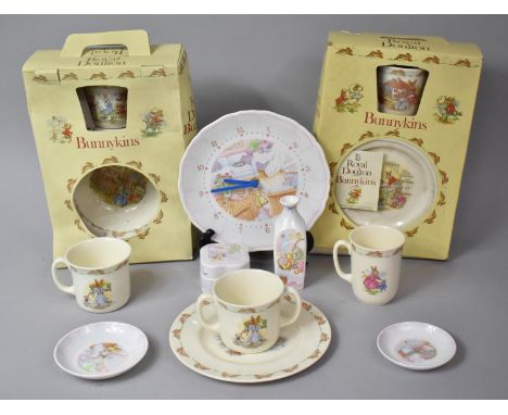 A Collection of Various Childrens China to comprise Two Boxed Sets of Royal Doulton Bunnykins, Two Handled Loving Mugs, Cups 