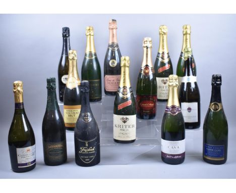 A Collection of 13 Bottles of Sparkling Wine to include Freixenet, Cava, Vouvray Etc 