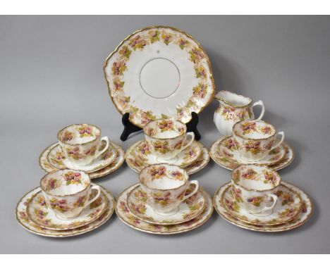 An Early 20th Century Edna Floral Pattern Tea Set to comprise Cake Plate, Six Cups, Six Side Plates, Four Saucers and a Milk 