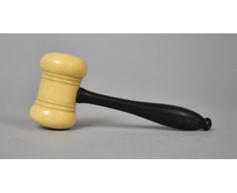 A Late 19th/Early 20th Century Miniature Ivory and Ebony Gavel, 10.5cms Long 