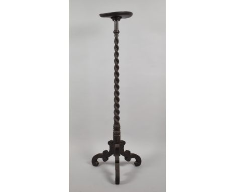 An Edwardian Barley Twist Tripod Torchere Stand, Circular Top Somewhat Warped, 126cms High 