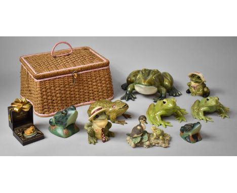A Collection of Various Ceramic and Resin Frog Ornaments etc 
