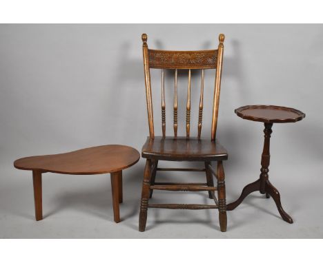 A Tripod Wine Table, Spindle Back Chair and a Shaped Occasional Table 