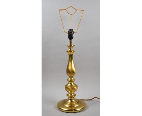 A Modern Brass Table Lamp, No Shade, 59cm high Overall 