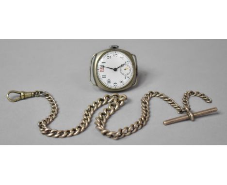 A Vintage Wrist Watch, Working Order but Missing Second Finger, Complete with Watch Chain with Silver T Bar 