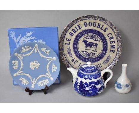 A Collection of Ceramics to Include Coalport Blue and White Teapot, Wedgwood Jasperware Plate and a Wedgwood Vase etc 