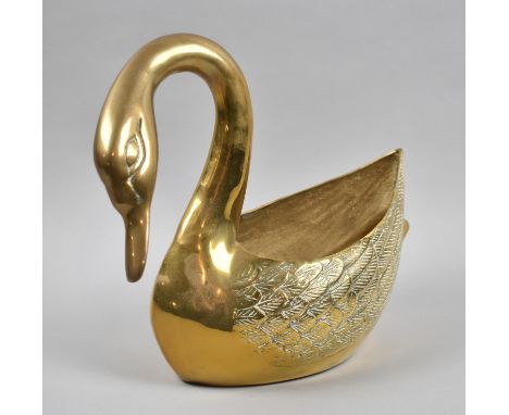 A Modern Brass Novelty Brass Planter in the Form of a Swan, 26cm high 