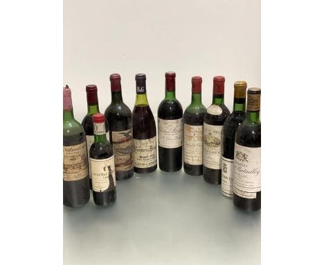A collection of French vintage wines including Vieux Chateau Certan Grand Cru Pomerol 1972 (losses), Chateau Siran Margaux 19