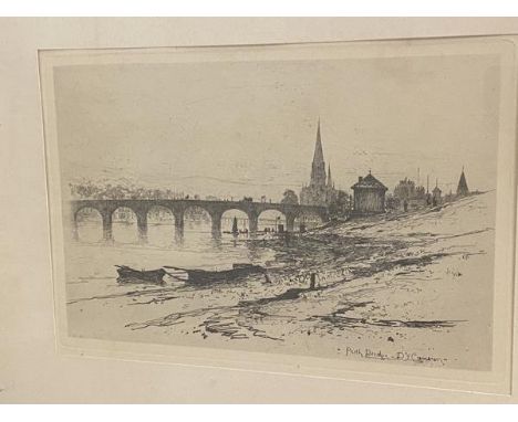 D Y Cameron, Perth Bridge, etching (18cm x 27cm)