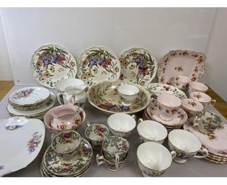 A quantity of assorted china including a set of six early 20thc Wedgwood plates with floral decoration inscribed to base, Wed