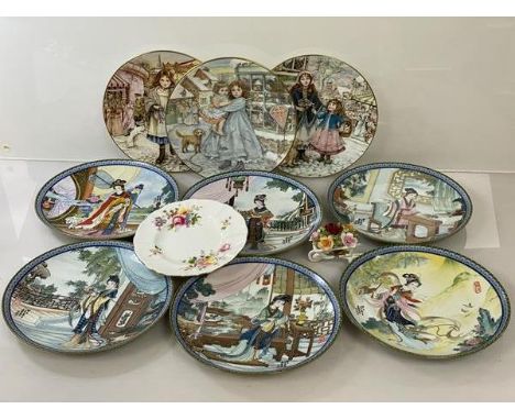 A collection of decorative plates including six Japanese Imperial Jingdezhen porcelain plates, four Royal Worcester NSPCC Chr