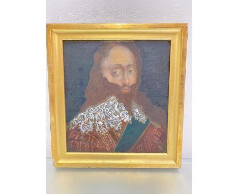 An 18thc oak panel with portrait of a Gentleman, with later overpainting to beard, jacket and collar (26cm x 24cm), in later 