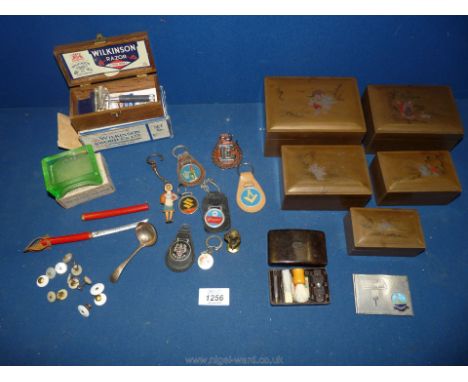A quantity of miscellanea including boxed razors, Wilkinson Empire model souplex, Lillicraps hone, Chinese nest lacquer boxes