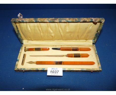 A calligraphy set.