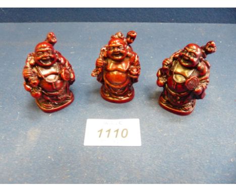 Three modern Netsuke style figures: 'Viase', 'Protector' and 'Salud'.
