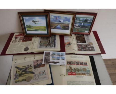 Collection of modern Stamps &amp; FDC including Railway Heritage, Royal Family, etc in albums, and three prints, two of plane