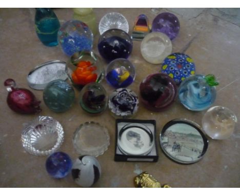 Caithness "Moonflower &amp; Celebration'' paperweights, two Selkirk glass paperweights, Candy cane glass paperweight, and a c