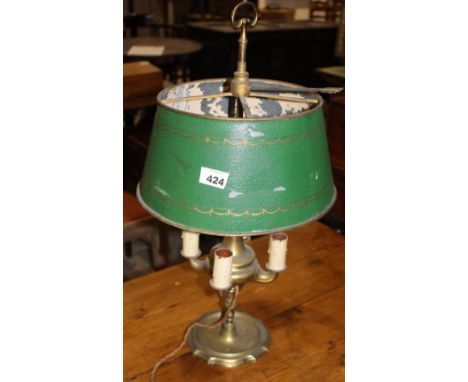 		A brass desk lamp with adjustable tollware shade 