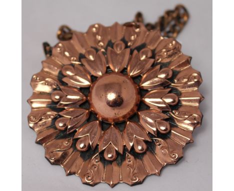A Renoir Matisse copper starburst pendant and chain. C.R. All good