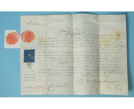 A Victorian Army Officer's Commission for Colonel John Gaddes, signed by Queen Victoria and Sir George Grey, Home Secretary, 