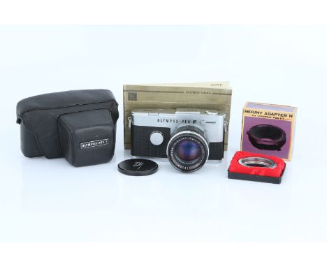 An Olympus Pen-FT Camera, with H.Zuiko f/1.2 42mm lens, body, VG, shutter working, lens, G-VG, some light internal haze, comp
