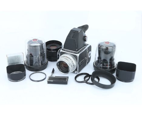 A Hasselblad 500c Medium Format Outfit, chrome, serial no. UV123053, with Carl Zeiss Planar f/2.8 80mm lens, chrome, serial n