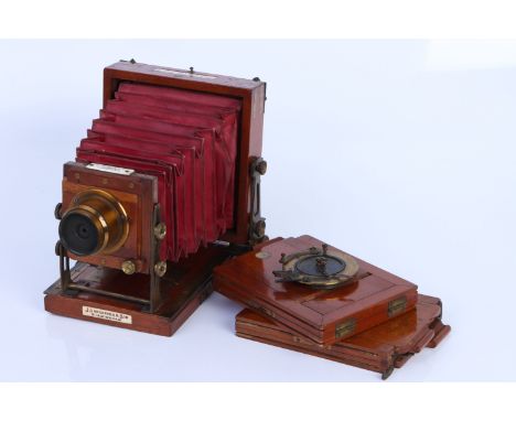 A J. Lancaster &amp; Sons 'THe Special Instantograph' Mahogany Tailboard Camera, quarter plate, with unmarked f/10 brass lens