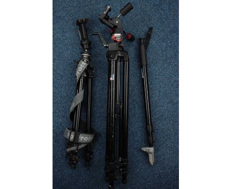 Two Manfrotto Tripods, including 075 and 055, also with a 134B monopod (a lot)