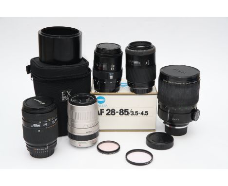 A Small Selection of Various Lenses, including Nikon AF Nikkor f/2.8 35-70mm, Sigma Mirror-Telephoto f/8 600mm and more, some