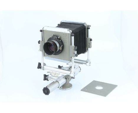 A Sinar Monorail Camera, with RodenstockYsarex f/4.5 210mm lens, body, G-VG, lens, G-VG, shutter working, some internal haze