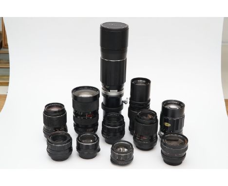 A Selection of Various Lenses, including Asahi Pentax Super-Takumar f/2 55mm, Helios-44M-4, Carl Zeiss Jena MC f/3.5 135mm (2