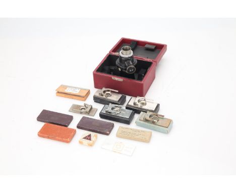 Microscope Slides &amp; Accessories, including a Leitz microscope camera attachment in the original case, 2 Leitz micrometer 