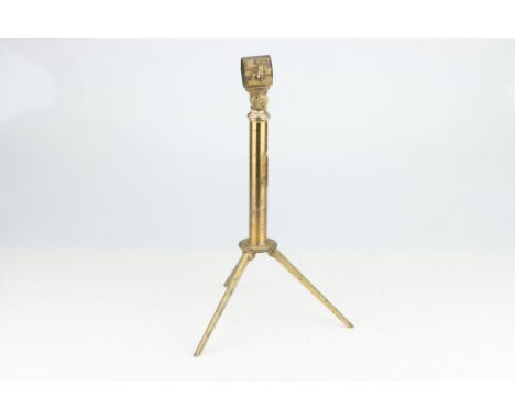 A Victorian Altazimuth Telescope Tripod late 19th century, with original lacquer to brass, legs are reversible to fold with p