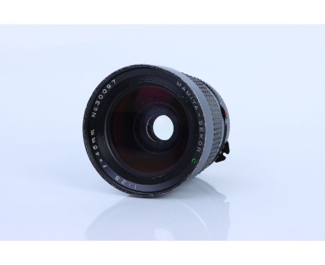 A Mamiya Sekor f/2.8 45mm Lens, body, F-G, elements, F, marks to front element