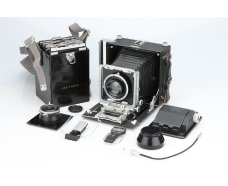 A MPP Micro Technical 5x4" Military Camera, with Wray Lustrar f/4.5 184mm lens, body, VG, lens, G, some internal haze, shutte