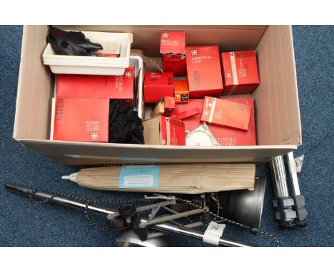 A Large Selectino of Mostly Paterson Darkroom Equipment, including processing tanks, darkroom lamp, focus finder and more, mo