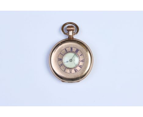 A Half-Hunter Pocket Watch, Swiss Buren 15 jewel movement, English Dennison gold-plated case, inscription dated March 15th 19