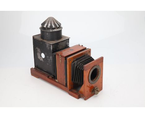 A Brass &amp; Mahogany Quarter Plate Enlarger, English, c.1900, unsigned but with retail label for 'London Camera Exchange' w