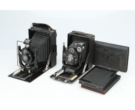 Two German Folding Plate Cameras, including Goerz Tenax, with Dogmar f/4.5 135mm lens, and a Voigtlander Vag, with Voigtlande