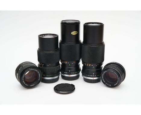A Small Selection of Various Lenses, including Canon FD f/1.4 50mm, Pentax-M f/1.4 50mm and three other Olympus zooms, some l