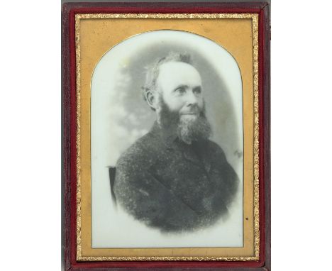 HIRAM CROMPTON BOOTH (1825-1890), An Opalotype Photograph, portrait of a Victorian gentleman, c.1860, image on white glass, i