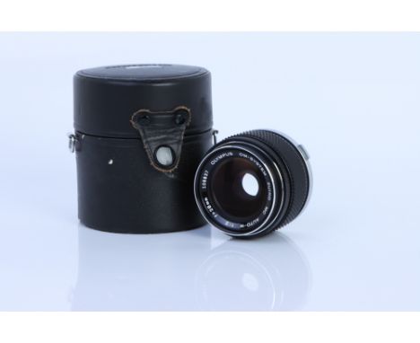 An Olympus Auto-W Zuiko f/2 28mm Lens, back with chrome nose, serial no. 108837, body, VG-E, elements, VG, some light interna