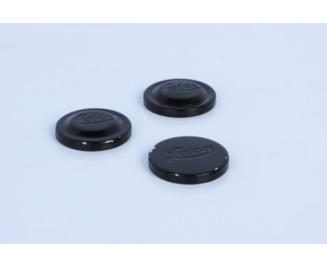 Three Early Leica Black Paint Lens Caps, two for use with filters (3)