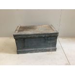 A Victorian painted pine trunk, width 94cm, depth 58cm, height 52cm. Condition - poor