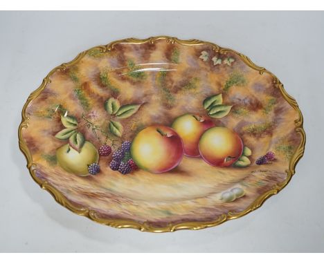 A Fenton porcelain cabinet tray painted by David R. Bowkett, 38cm wide