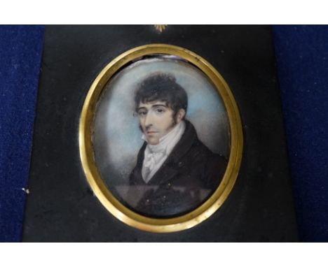 Regency School, watercolour on ivory, Portrait miniature of Lieutenant Colonel Joseph Phillpots, 35th Regiment Foot, inscribe