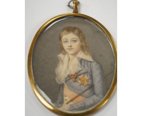 French school, portrait miniature of Louis XVII of France, watercolour on ivory, 9 x 7cm CITES Submission reference5VHNDQF9