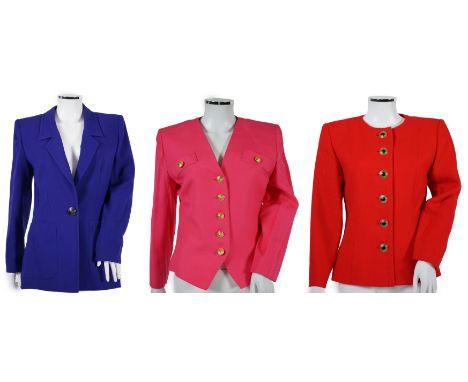 Three vintage Yves Saint Laurent variation lady's skirt suits, F 38 (UK 10). Please note alterations to make the waist smalle