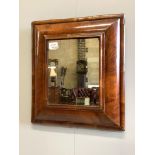 A walnut veneered cushion-framed wall mirror, in the William & Mary style, width 45cm, height