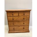 A Victorian satinbirch five drawer chest, width 95cm, depth 53cm, height 101cm. Condition - fair
